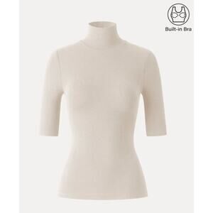 OGL Top Size M NEW Essential Turtleneck Elbow Length Sleeve Brami Morning Mist